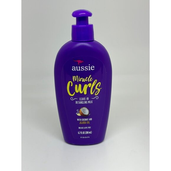 Aussie Miracle Curls Leave-In Detangling Milk 6.7 Fl Oz With Coconut Jojoba Oil - Picture 1 of 5